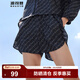 波司登（BOSIDENG）防曬短褲女短款輕薄透氣復古老花松緊腰酷感時(shí)尚顯瘦短褲 黑底字母9383 M 165/70A
