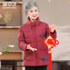 雪中飛中老年羽絨服女短款奶奶冬裝中國風(fēng)刺繡新年紅色加厚防寒保暖外套