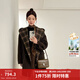茵曼2025冬季女裝新款英倫學(xué)院風(fēng)格子連帽雙面呢大衣復古毛呢外套 咖啡色 S 154-160cm/91-100斤
