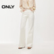ONLY2026春季新款舒適袋口精致繡花微喇叭褲牛仔褲女|126132162 J2G 米白色 XS XS標準褲長(cháng)