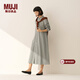 MUJI女式 法蘭絨 立領(lǐng)長(cháng)袖連衣裙女裝裙子純棉連身裙25年冬季 淺米色格紋 L (165/88A)