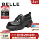 百麗（Belle）復古牛皮牛津鞋女2026春新商場(chǎng)款厚底增高JK樂(lè )福鞋E9N1DAM6 黑色 37
