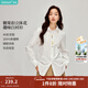 茵曼（INMAN）彩色紐扣刺繡純棉府綢襯衫2026春季女裝新款百搭通勤長(cháng)袖襯衣 白色 S
