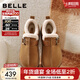 百麗（Belle）復古厚底增高勃肯鞋女冬季新款商場(chǎng)款加毛保暖毛單鞋E6D1DDM5 棕色 37 (235mm)
