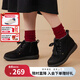 Pansy日本雪地靴女羊毛冬加絨加厚保暖舒適防滑短靴棉鞋高幫冬季HD4195 黑色 39