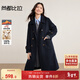 尚都比拉英倫風(fēng)純羊毛毛呢大衣女冬季保暖厚款雙面呢外套中長(cháng)翻領(lǐng)寬松大衣