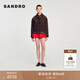 SANDRO季末6折SANDRO2025秋冬新款女裝迪木爾風(fēng)羊皮革鉚釘落肩皮衣外套 棕黃色 XS (34)