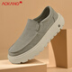 Aokang一腳蹬懶人鞋男士高端休閑鞋2026春夏新款透氣帆布鞋英倫輕奢男鞋 綠色 41