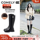 康莉（COMELY）厚底騎士靴女2025年秋冬新款真皮牛皮不過(guò)膝長(cháng)筒靴 黑色-絨里 37