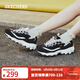 斯凱奇（Skechers）新年禮物女鞋秋冬蕾絲熊貓鞋厚底增高百搭休閑運動(dòng)經(jīng)典復古老爹鞋 黑色/白色/BKW 37.5 尺碼偏大，建議選小半碼