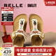 百麗（Belle）明星同款smiley聯(lián)名落日島嶼勃肯鞋女商場(chǎng)夾腳拖BFAE6BT5 米白色 37 (235mm)