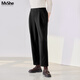 慕姍詩(shī)怡（MsShe）【雙面磨毛】大碼女裝春裝胖mm顯瘦加厚直筒錐形休閑長(cháng)褲冬 【磨毛長(cháng)褲】黑色現貨 4XL