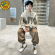 G.duck小黃鴨男童套裝春秋款2025新款中大童春季衛衣男孩帥氣時(shí)髦運動(dòng)潮 咖色套裝 春秋款 150 cm
