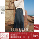 三彩2025秋款純棉牛仔半身裙高腰開(kāi)叉A字裙長(cháng)裙復古M 晴空藍 S 155/64A