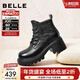 百麗（Belle）復古擦色牛皮馬丁靴女冬季新款商場(chǎng)同款厚底休閑短靴B2942DD5 黑色 37
