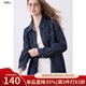百圖（betu）女裝2025年秋季新款襯衫高級感潮流氣質(zhì)趣味撞色紐扣上衣2509T73 深牛仔藍 M