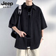 JEEP SPIRIT吉普短袖襯衫男士冰絲襯衣男外套夏季薄款高端休閑上衣服