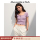 Abercrombie & Fitch【多色亨利領(lǐng)】小麋鹿圖案女裝25夏季修身短袖T恤 粉色 S (165/88A)