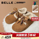 百麗周雨彤同款松果吐司勃肯女棉鞋25冬毛毛厚底B2831DM5 棕色 38