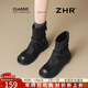 ZHR堆堆短靴女2025新款厚底雪地靴美拉德褲管馬丁靴女KN191黑色37