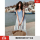 ELLE法式海邊度假風(fēng)漸變吊帶連衣裙女2025夏季新款長(cháng)款無(wú)袖海浪裙 藍色 XL