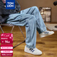 唐獅（TonLion）2023工裝牛仔褲男寬松直筒長(cháng)褲闊腿褲休閑褲 牛仔藍 L 