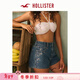HOLLISTER25夏Y2K碎花刺繡高腰熱褲牛仔短褲女裝349-5297 深色 24 160/60A 00標準版