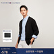 Tommy Hilfiger【通勤開(kāi)衫】秋冬季男女情侶商務(wù)休閑慵懶風(fēng)紐扣V領(lǐng)針織外套毛衣 【鑲邊針織開(kāi)衫】-  黑色BDS M （推薦：135-150斤）