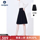 Navigare意大利小帆船半身裙女春秋季百搭a字裙時(shí)尚百褶裙顯瘦通勤半裙女 暗夜黑 2XL