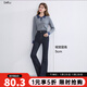 百圖betu女裝2025秋季新款牛仔微喇褲高腰顯瘦防褪色褲子女2508T78 深牛仔藍 S