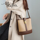 妙麗牛皮包包女包斜挎包時(shí)尚撞色百搭大容量水桶包生日禮物送女友 【杏配棕】實(shí)用走心女生 品牌時(shí)尚百搭高級感休閑小包