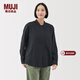 MUJI女式 法蘭絨立領(lǐng)長(cháng)袖罩衫 女士格子襯衫襯衣女裝25年冬季BC2OHC5A 深藏青色 S (155/80A)