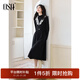 歐莎（OSA）假兩件針織連衣裙2025年新款女半高領(lǐng)冬天配大衣黑色裙子 黑色 M