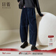 日著(zhù)原創(chuàng  )設計牛仔燈芯絨寬松休閑褲2024冬季新款復古水洗九分褲女 靜夜藍 S