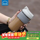 樂(lè )扣樂(lè )扣（LOCK&LOCK）咖啡杯耐熱玻璃水杯子男女學(xué)生便攜式雙飲吸管杯隨手杯500ML灰色