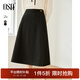 歐莎（OSA）知性通勤復古高腰星空呢傘裙2025秋新款女a(chǎn)字顯瘦氣質(zhì)百搭半身裙 黑色 L