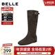 百麗（Belle）復古簡(jiǎn)約西部堆堆靴女冬季新款商場(chǎng)款內增高高筒靴E5Y1DDG5 灰色-絨里 38