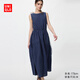 優(yōu)衣庫女裝棉麻條紋層疊連衣裙/無(wú)袖裙子26春夏新款484787 69 藏青色 XL