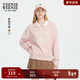 Teenie Weenie小熊女裝衛衣秋冬氣質(zhì)學(xué)院風(fēng)翻領(lǐng)長(cháng)袖套頭內搭上衣 粉色 M