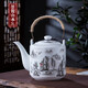 陶沁泉陶瓷茶壺青花瓷套裝茶具景德鎮(zhèn)涼水冷水茶水泡茶提梁壺大容量 墨俊山水涼水壺2L