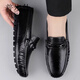 普步仕品牌真皮豆豆鞋男2026春秋新款潮牌一腳蹬輕奢樂(lè )福鞋休閑懶人鞋男 黑色 38