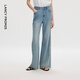 朗姿毛須微喇牛仔褲設計感高腰時(shí)尚通勤百搭長(cháng)褲2026年夏季新款女 霧霾藍色 S