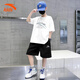 安踏兒童夏季冰絲速干套裝男中大童短袖短褲2件套女孩青少年運動(dòng)衣服 純凈白~基礎黑 【旋鋒易去污】 165 cm