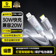 倍思蘋(píng)果充電線(xiàn)PD30W/20W智能斷電數據線(xiàn)適用iPhone14/13/12ProMax/11/XR/8P手機2米白
