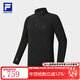 斐樂(lè )（FILA）官方男士針織長(cháng)袖上衣戶(hù)外運動(dòng)舒適搖粒絨長(cháng)T 深黑-BK XL 180/100A/XL