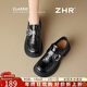 ZHR則則小皮鞋女2026年春季新款英倫樂(lè )福鞋通勤女鞋兩穿單鞋JF500黑色37