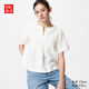 優(yōu)衣庫女裝麻混紡半開(kāi)領(lǐng)襯衫/短袖襯衣26春夏新款487477 01 乳白色 M