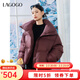 LAGOGO安可拉紅短款羽絨服女拉谷谷2024冬新款立領(lǐng)柔軟面包服外套 紫紅色 M