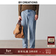 By Creations柏品高腰直筒丹寧牛仔褲男商務(wù)職業(yè)通勤休閑褲棉時(shí)尚百搭長(cháng)褲子 淺藍色 M