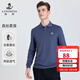 浪登男士長(cháng)袖T恤衫秋季中青年含桑蠶絲商務(wù)休閑上衣POLO男上衣 藍色 2XL